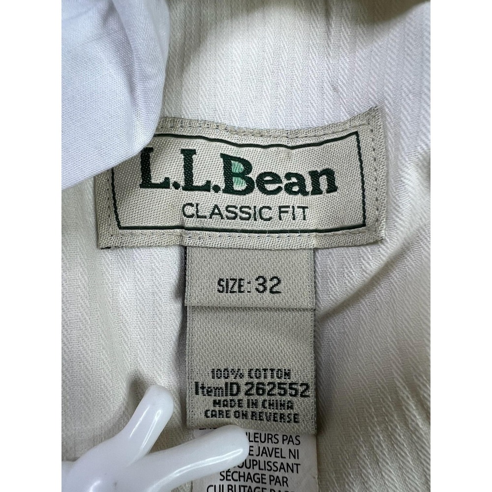 L.L. Bean Pants Mens 32x24 Beige Classic Fit Cotton Chino Pleated Casual - Picture 4 of 10